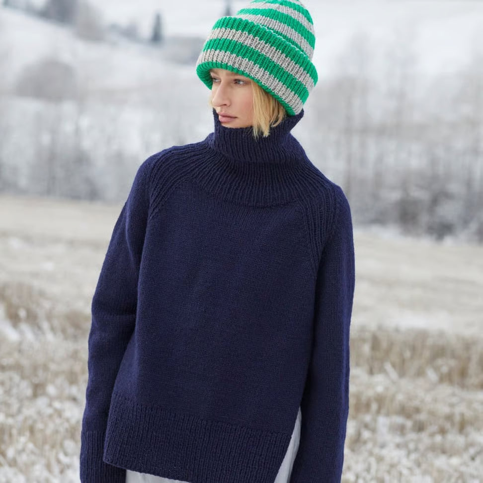 Strickpaket Franke Streifenmütze & Fäustlinge - Rauma Garn (GRÜN/GRAU)