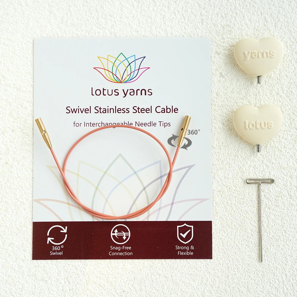 Austauschbare Nadelseile mit 360°-Drehgelenk Vintage Pink - Lotus Yarns