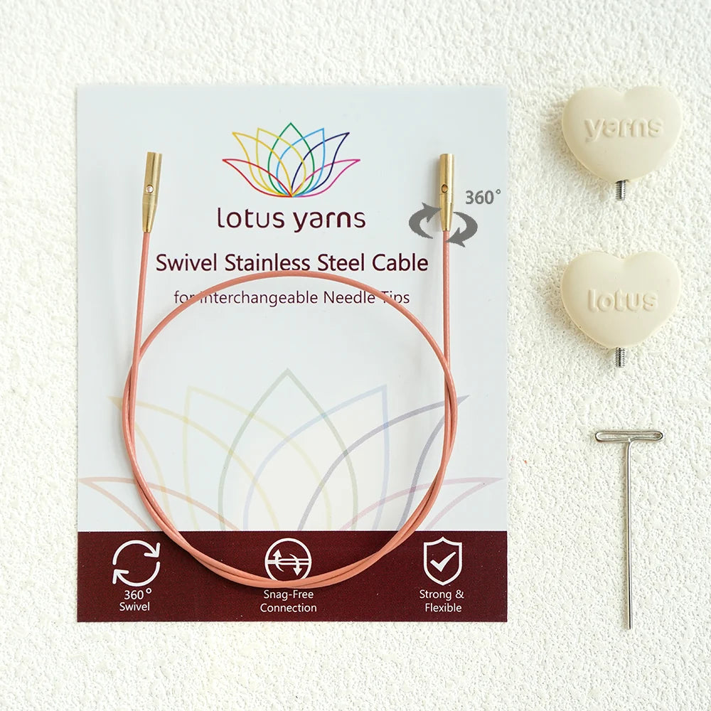 Austauschbare Nadelseile mit 360°-Drehgelenk Vintage Pink - Lotus Yarns
