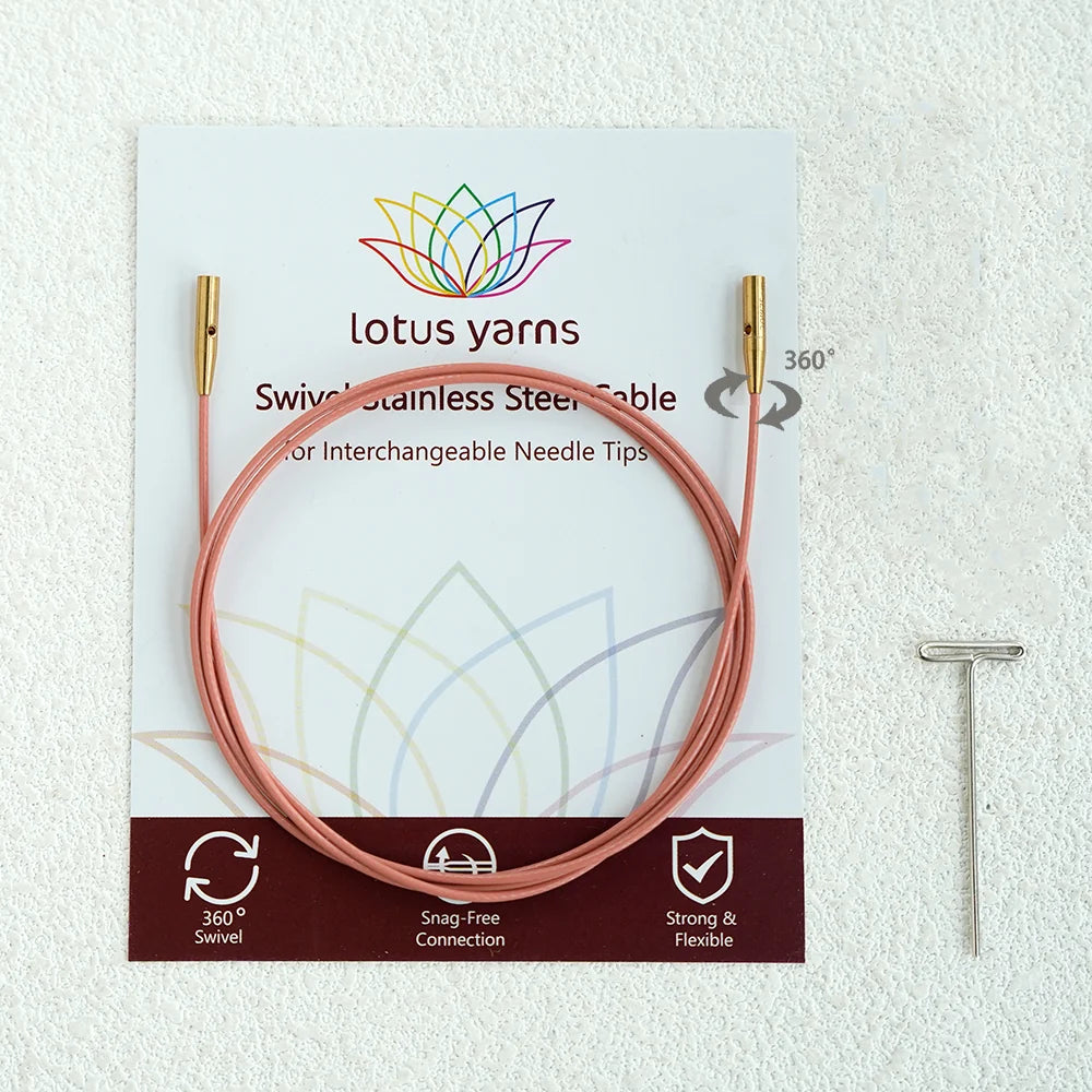 Austauschbare Nadelseile mit 360°-Drehgelenk Vintage Pink - Lotus Yarns