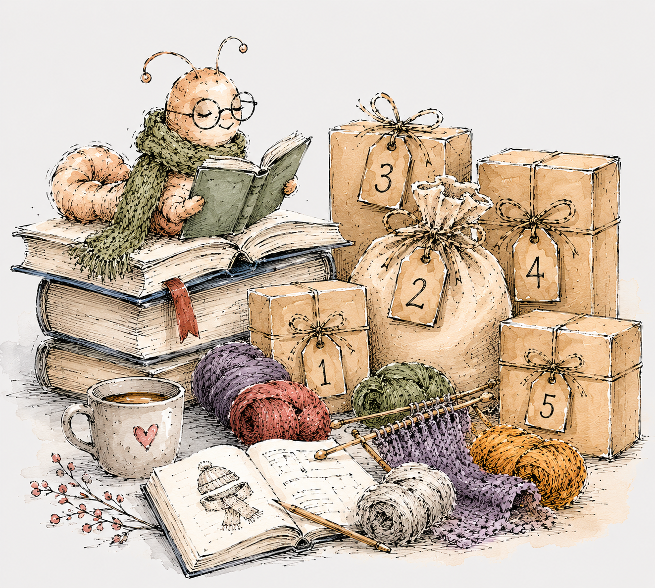 Adventskalender 2026 - Variante Bücherwurm (Accessoires)
