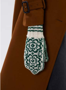 Fäustlinge mit Orangenrosen - Strickanleitung von Rauma Garn